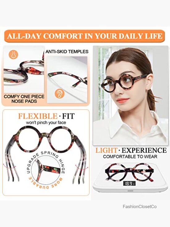 Vintage Round Reading Glasses Women Stylish Readers HD Magnification main image 5